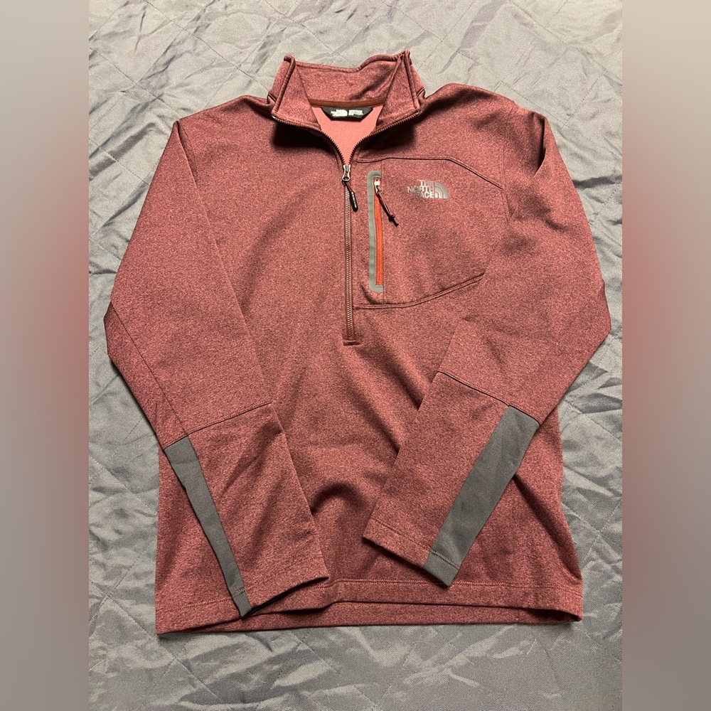 The North Face Maroon and Gray Quarter-Zip Sweatshirt